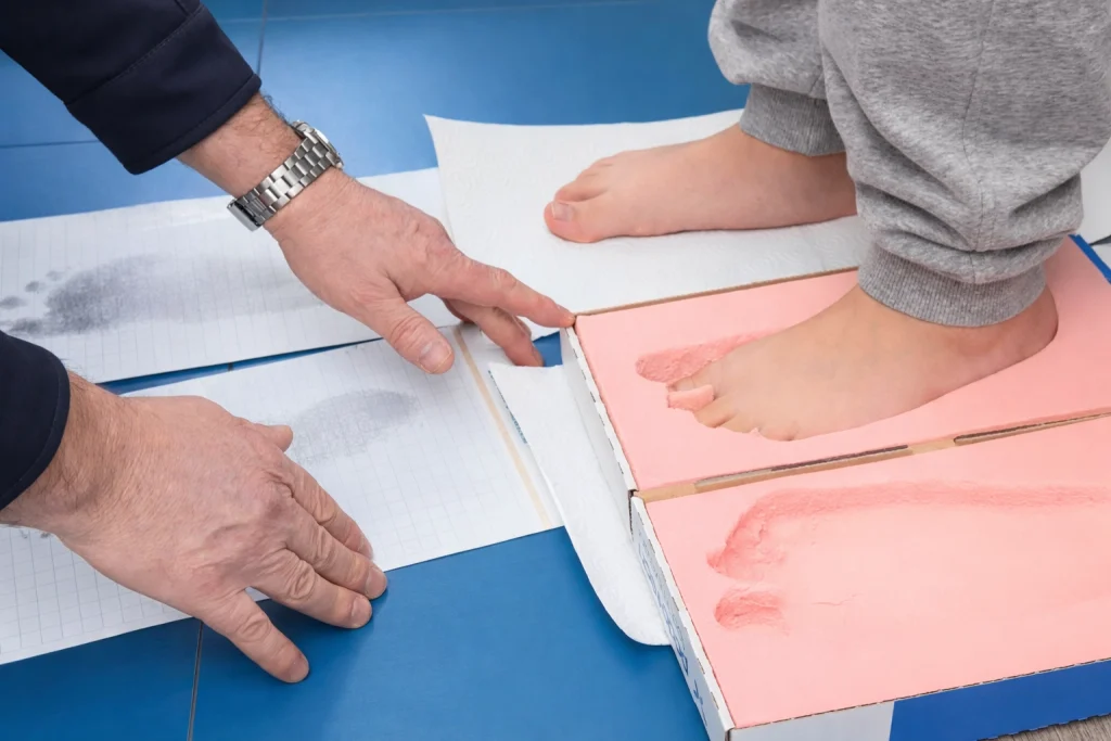 Custom orthotic foot assessment for a teenager with flat feet